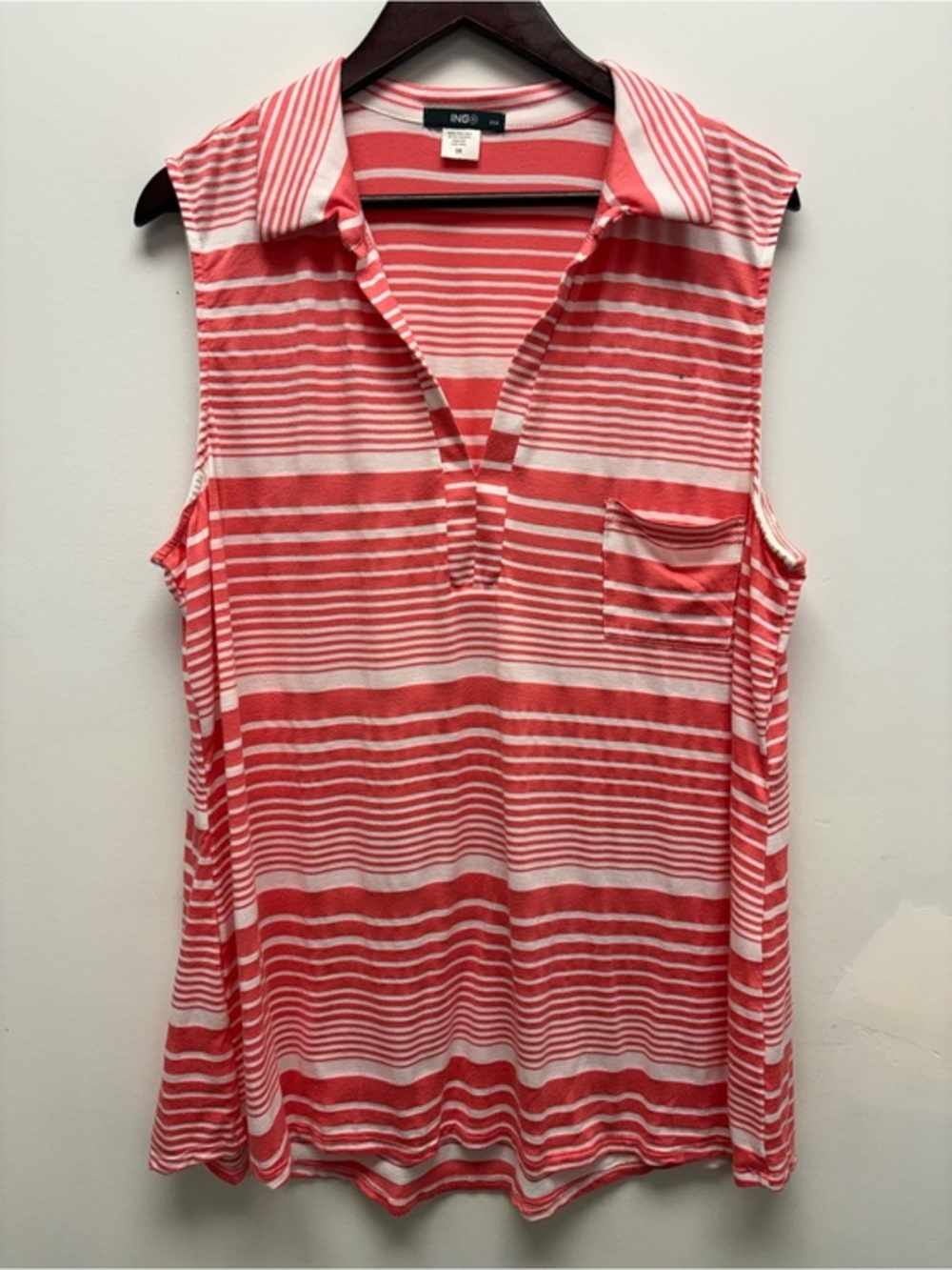 4 for $25 ❤️ ING Coral & White Striped Sleeveless Polo Top | Size 3X ❤️